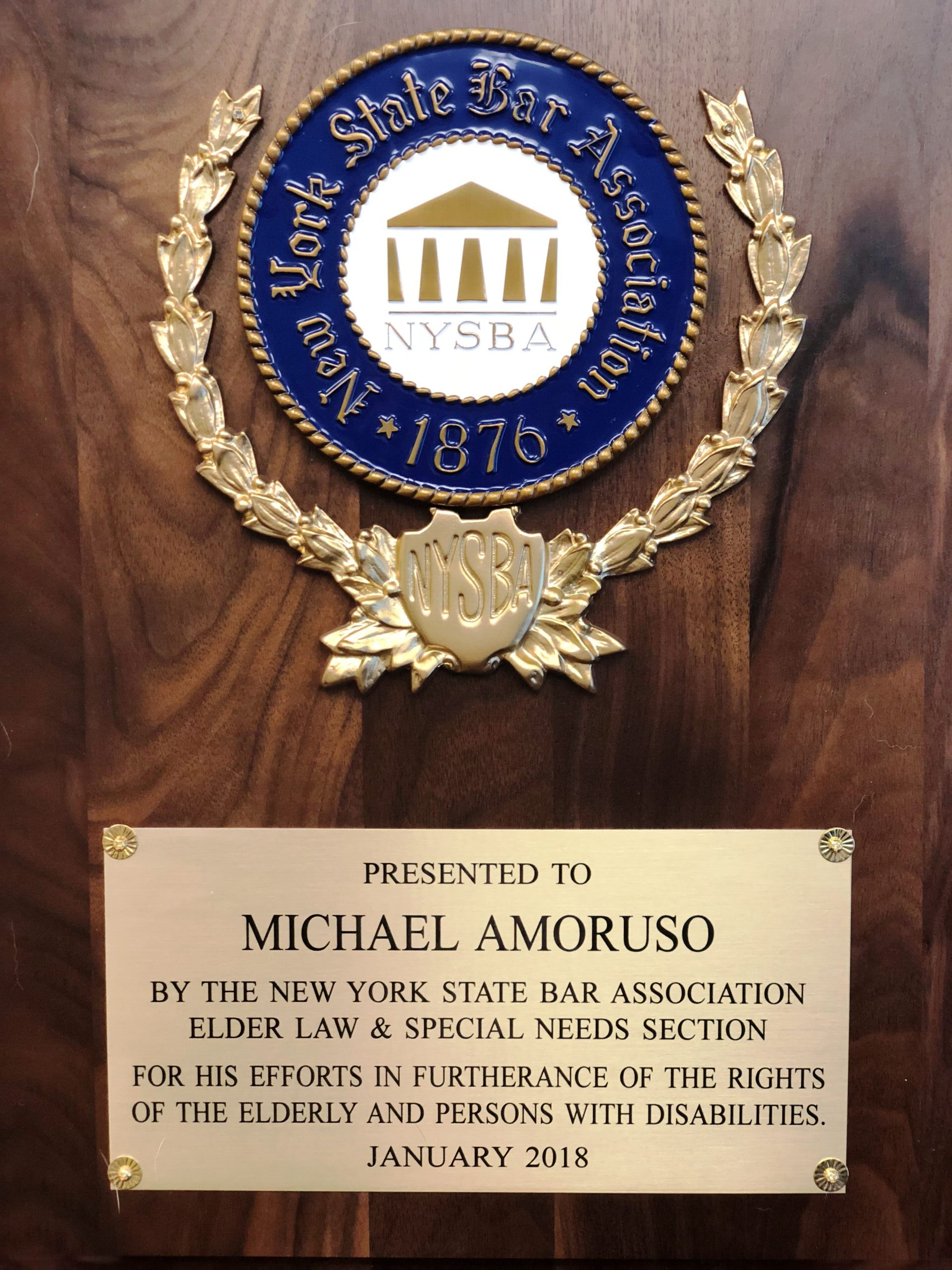 2018 NYSBA Plaque