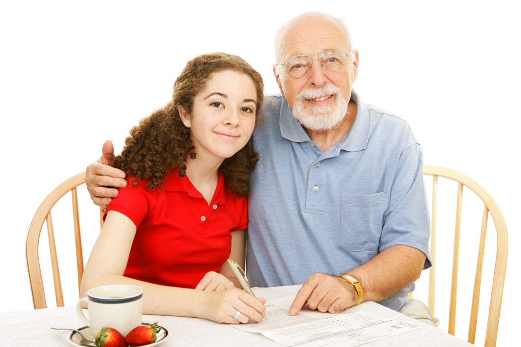 Grandfather Helping Teen