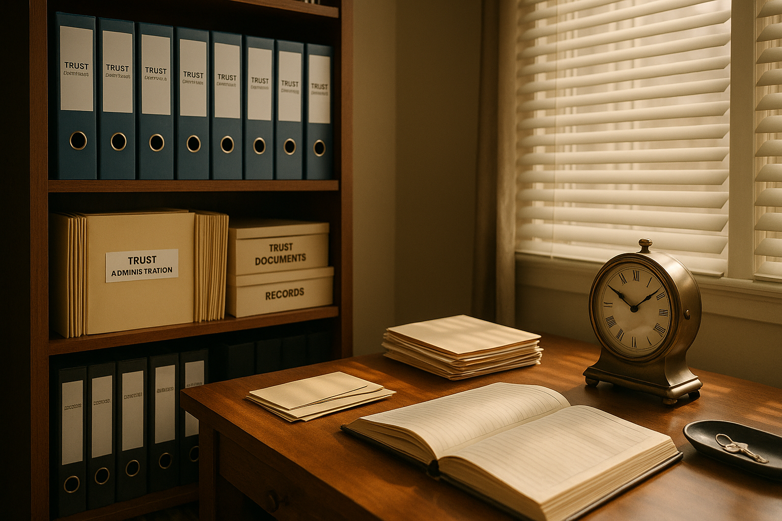 Attorney guiding successor trustee through trust administration checklist and tax forms